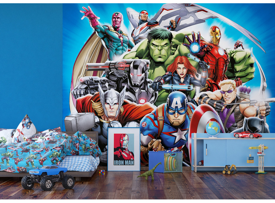 Dětská fototapeta MARVEL - Hrdinové Avengers na stráži - 360x270 cm