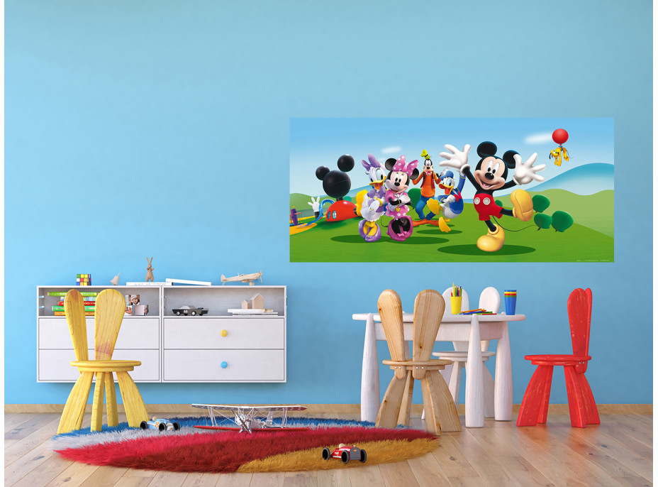 Dětská fototapeta DISNEY - Veselý Mickey Mouse s přáteli - 202x90 cm