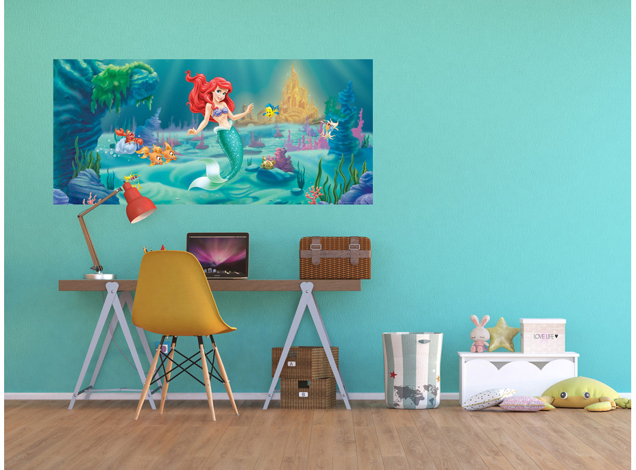 Dětská fototapeta DISNEY - Ariel u podmořského zámku - 202x90 cm