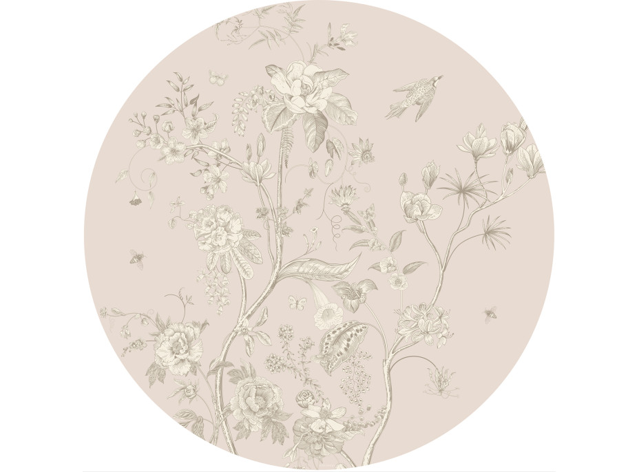 Moderní fototapeta - Pastelové květy - kulatá - 140 cm