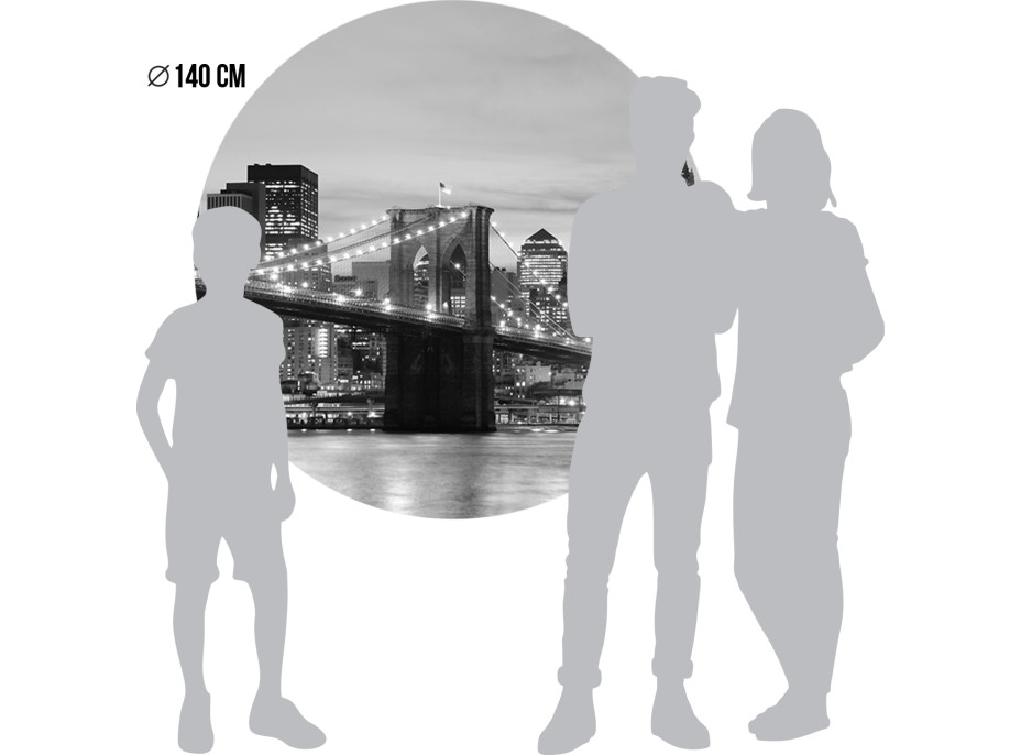 Moderní fototapeta - Brooklynský most v noci - kulatá - 140 cm