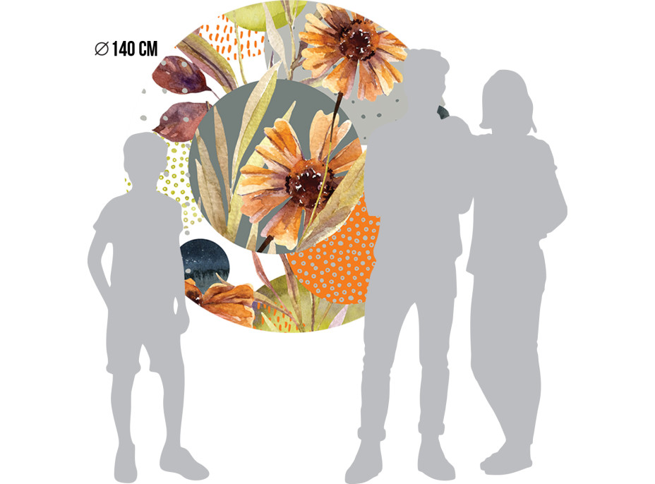 Moderní fototapeta - Abstrakce tvary a květiny - kulatá - 140 cm