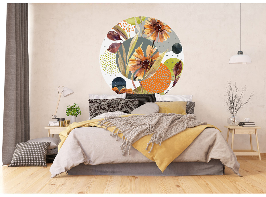 Moderní fototapeta - Abstrakce tvary a květiny - kulatá - 140 cm