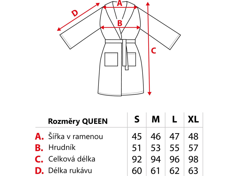 Dámský župan QUEEN - starorůžová - velikost S