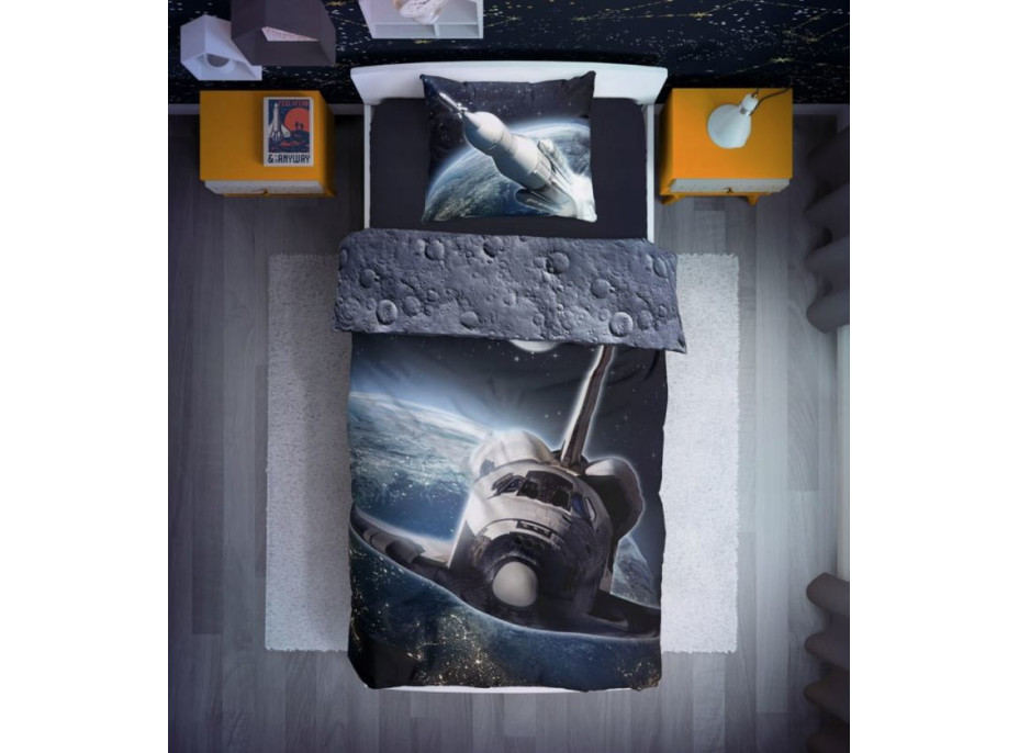 Bavlněné povlečení KOSMOS Raketoplán - 160x200 cm