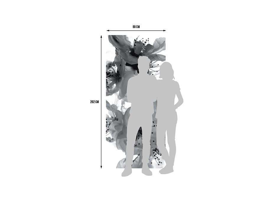 Moderní fototapeta - Květy sakury - černobílé - 90x202 cm