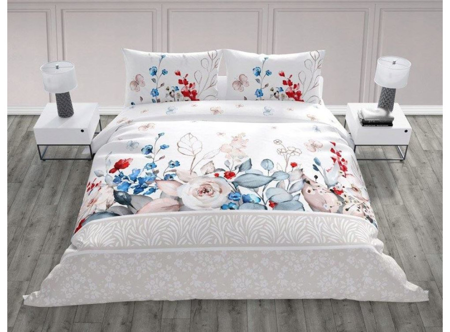 Bavlněné povlečení TRENDY Luční kvítí - bílé - 140x200 cm