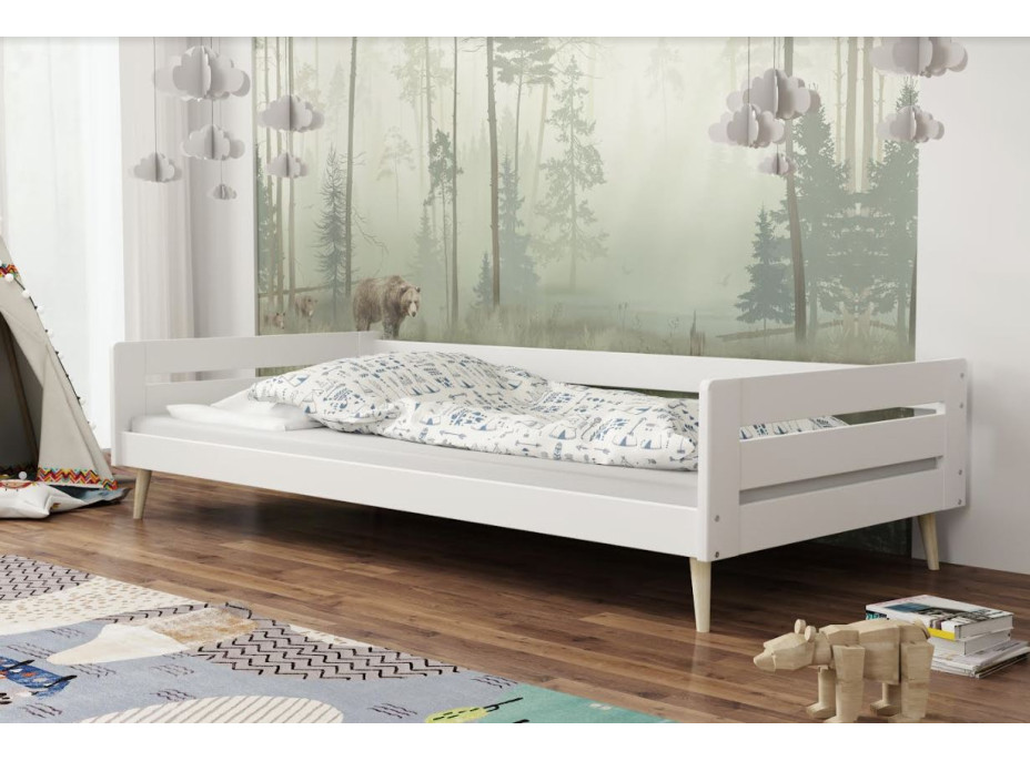 Dětská postel z masivu borovice NICKY - 200x90 cm - bílá