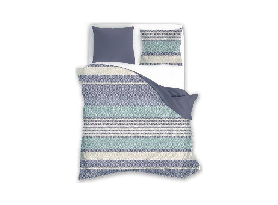 Flanelové povlečení Stripes - fialové/tyrkysové - 160x200 cm