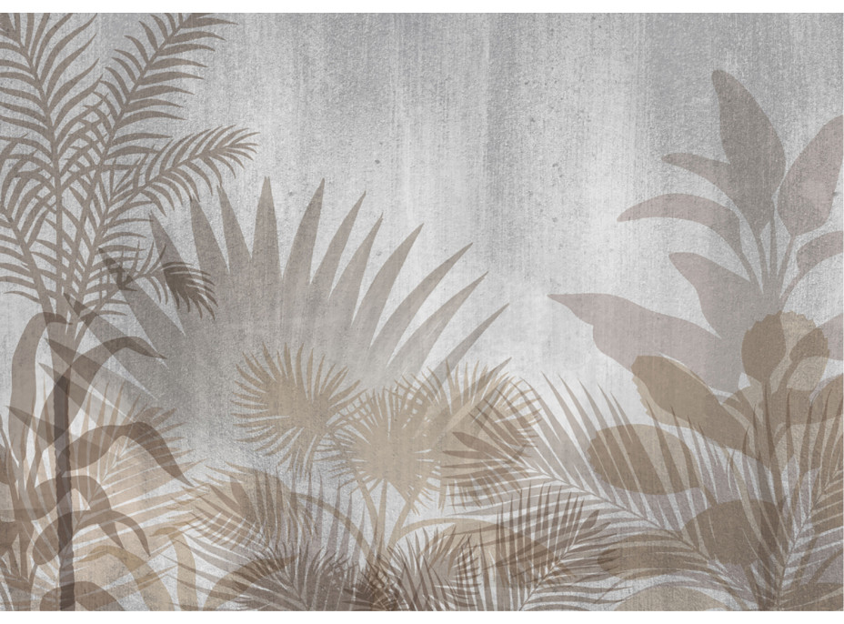 Moderní fototapeta - Tropické rostliny na šedém podkladu - 155x110 cm