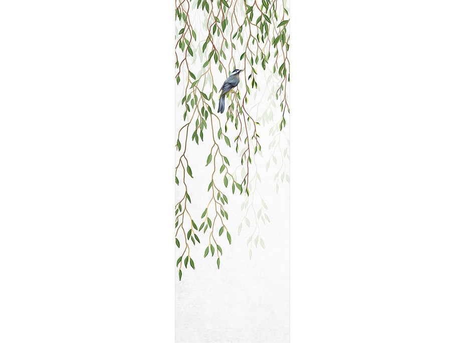 Moderní fototapeta - Ptáče ve větvích stromů - 90x270 cm