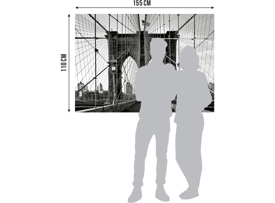 Moderní fototapeta - Brooklynský most - černobílý - 155x110 cm