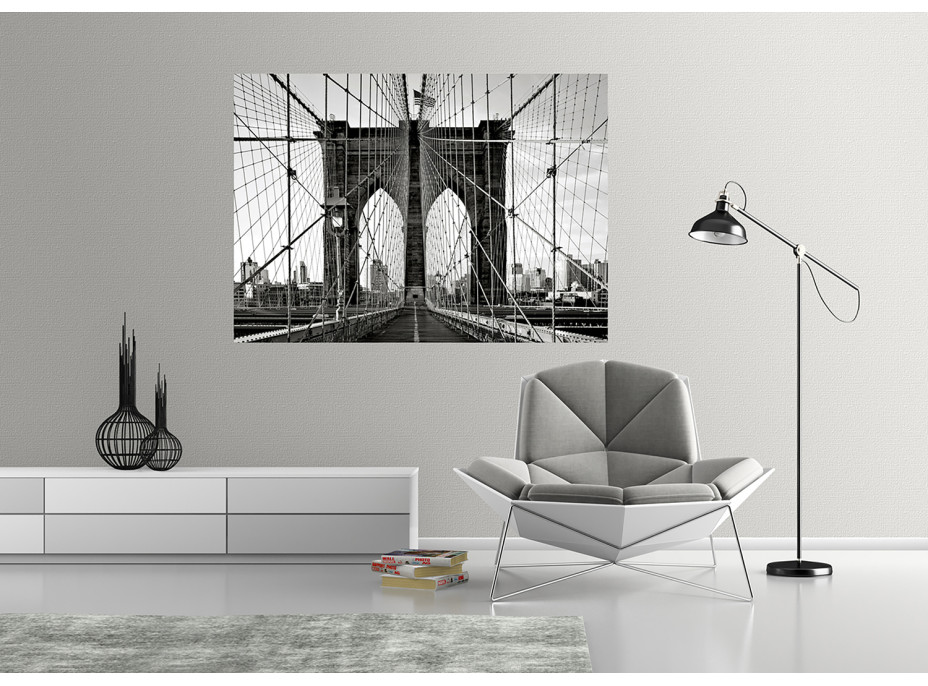 Moderní fototapeta - Brooklynský most - černobílý - 155x110 cm