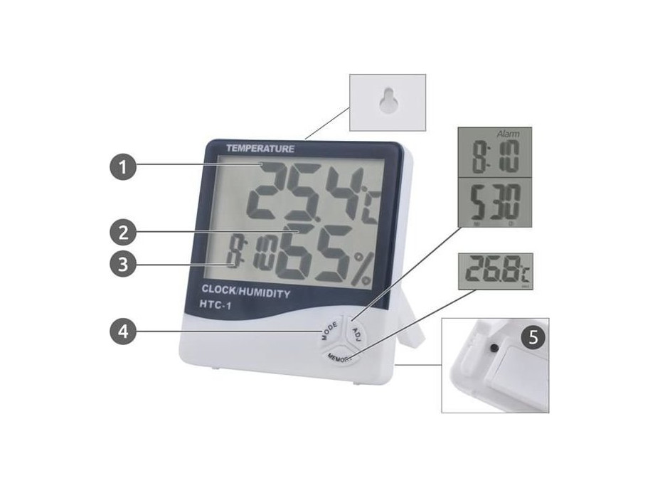 Meteostanice s hodinami - bílá