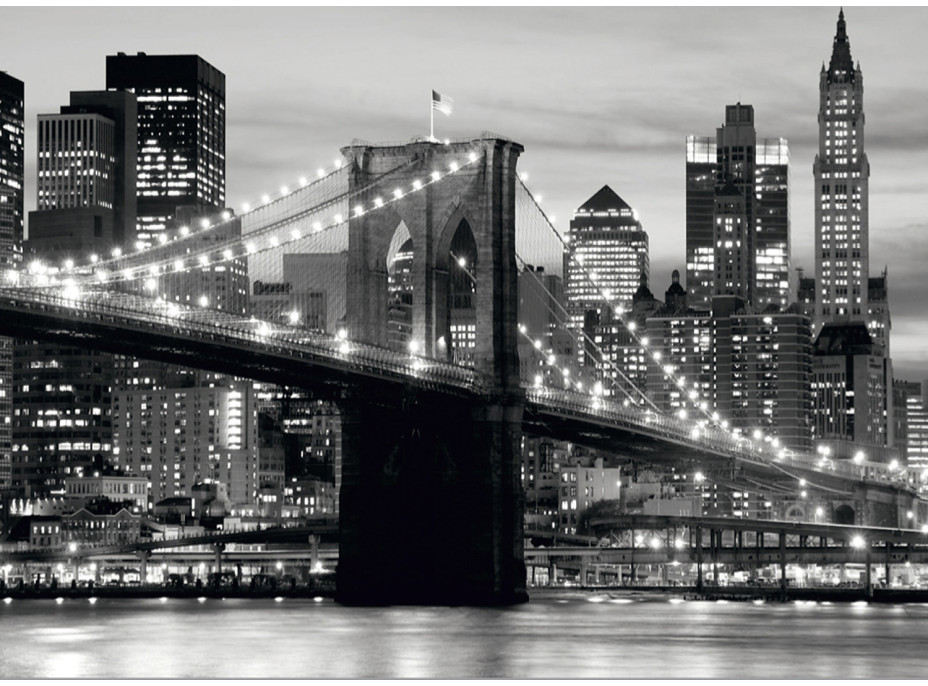 Moderní fototapeta - Brooklynský most v noci 2 - 360x270 cm