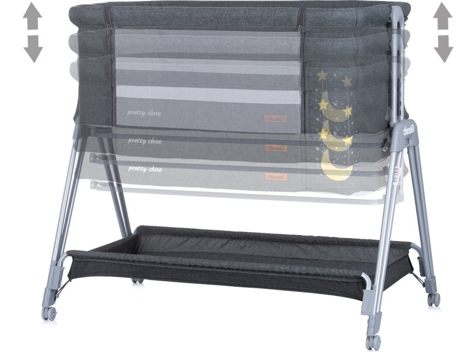 CHIPOLINO Postýlka Pretty Close 3v1 Anthracite