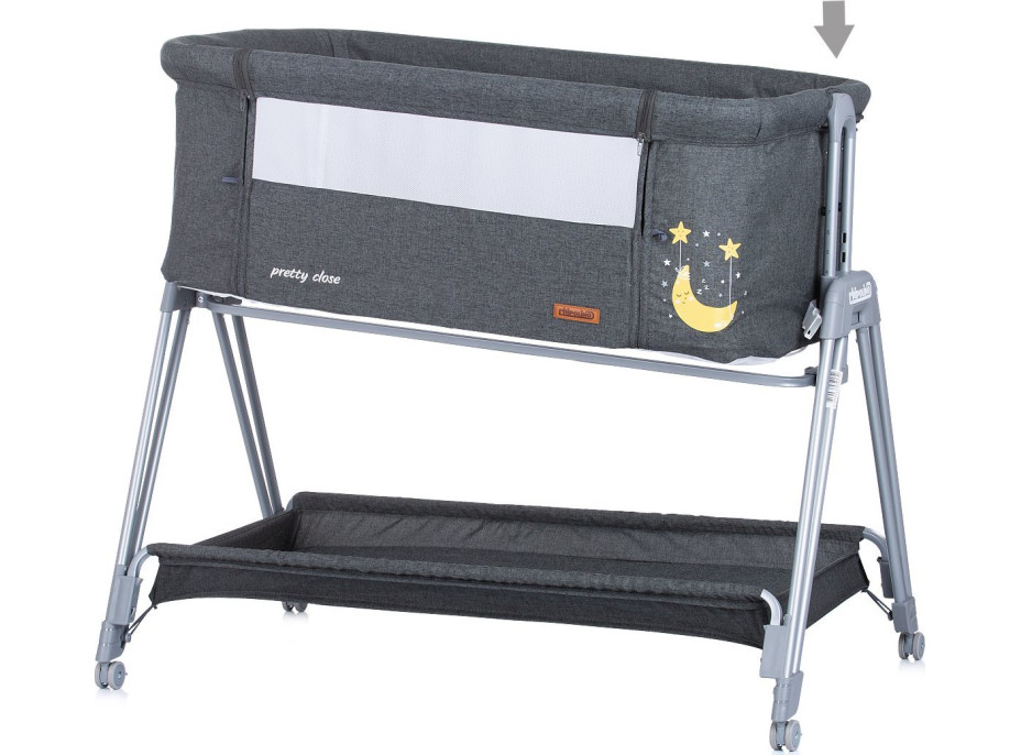 CHIPOLINO Postýlka Pretty Close 3v1 Anthracite