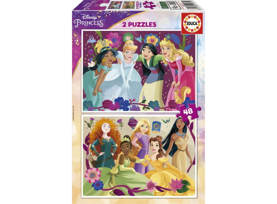 EDUCA Puzzle Disney princezny 2x48 dílků