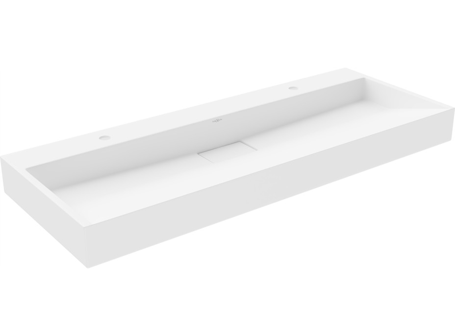 Umyvadlo z litého mramoru MEXEN AVA 120 cm - s otvorem pro 2 baterie - bílé, 23011202