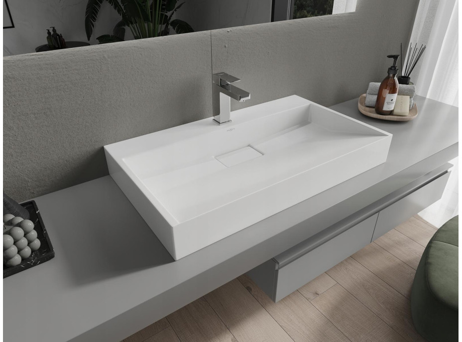 Umyvadlo z litého mramoru MEXEN AVA 80 cm - s otvorem pro baterii - bílé, 23018001