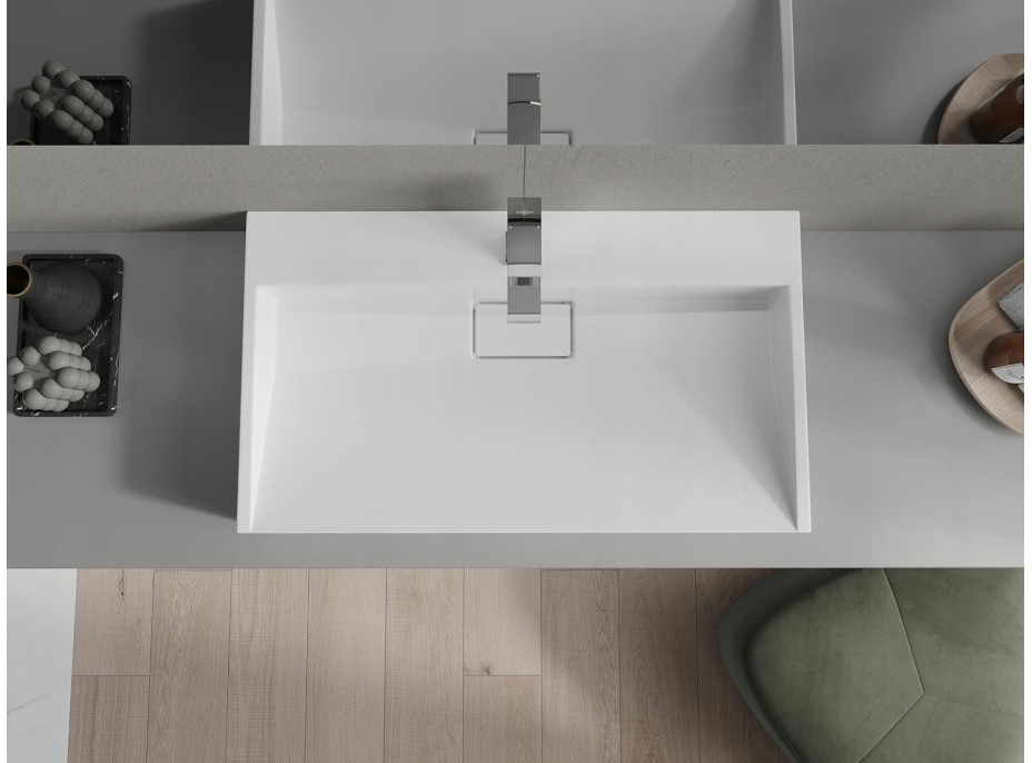 Umyvadlo z litého mramoru MEXEN AVA 80 cm - s otvorem pro baterii - bílé, 23018001