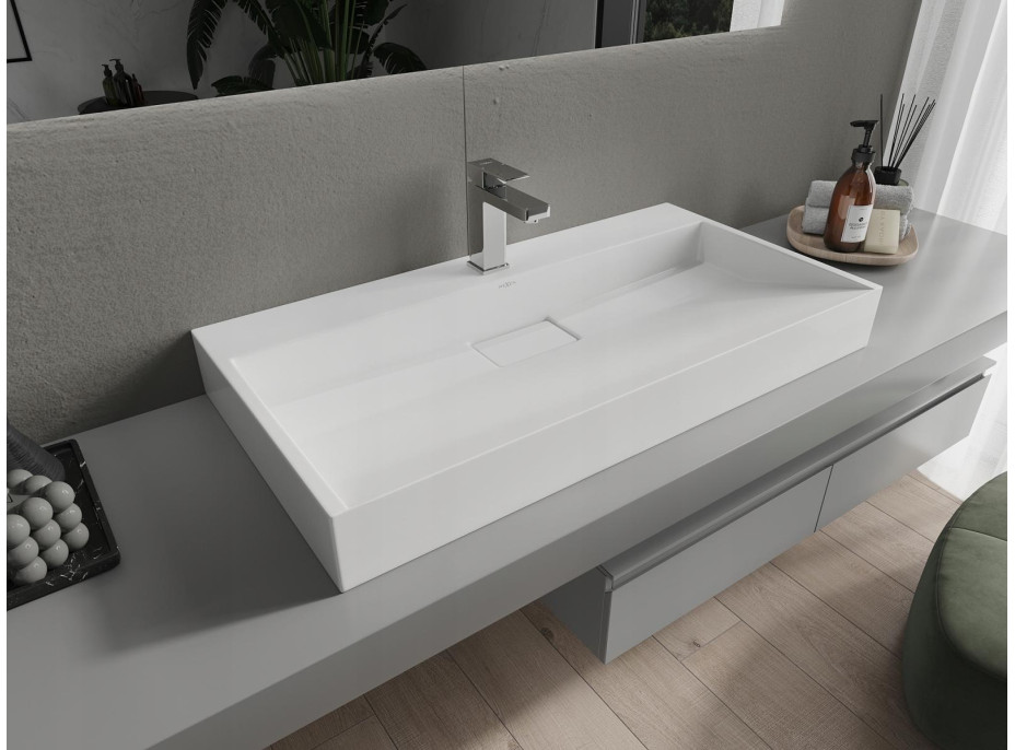 Umyvadlo z litého mramoru MEXEN AVA 90 cm - s otvorem pro baterii - bílé, 23019001