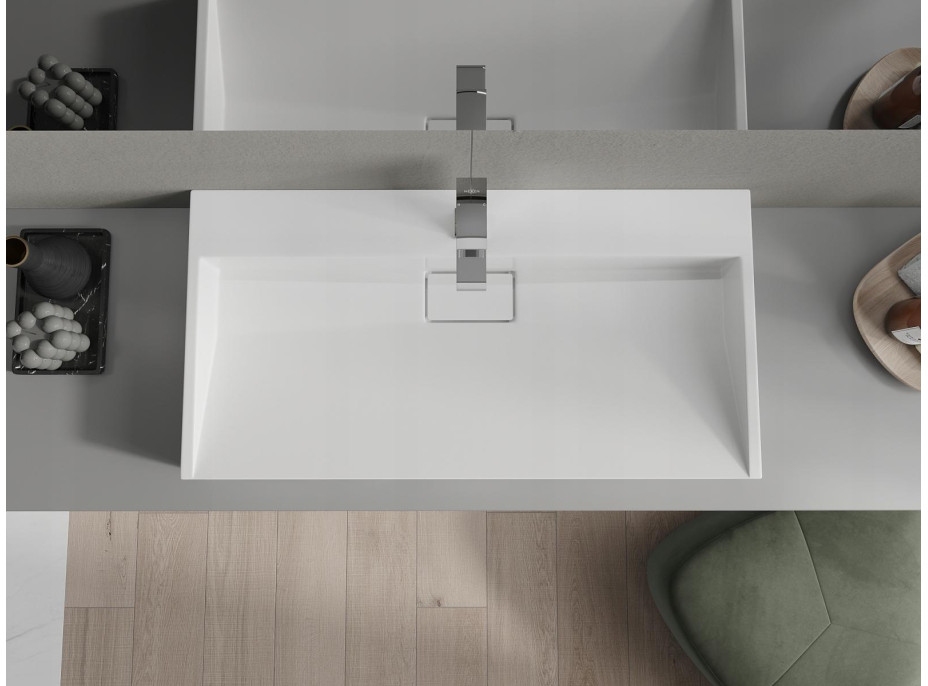 Umyvadlo z litého mramoru MEXEN AVA 90 cm - s otvorem pro baterii - bílé, 23019001
