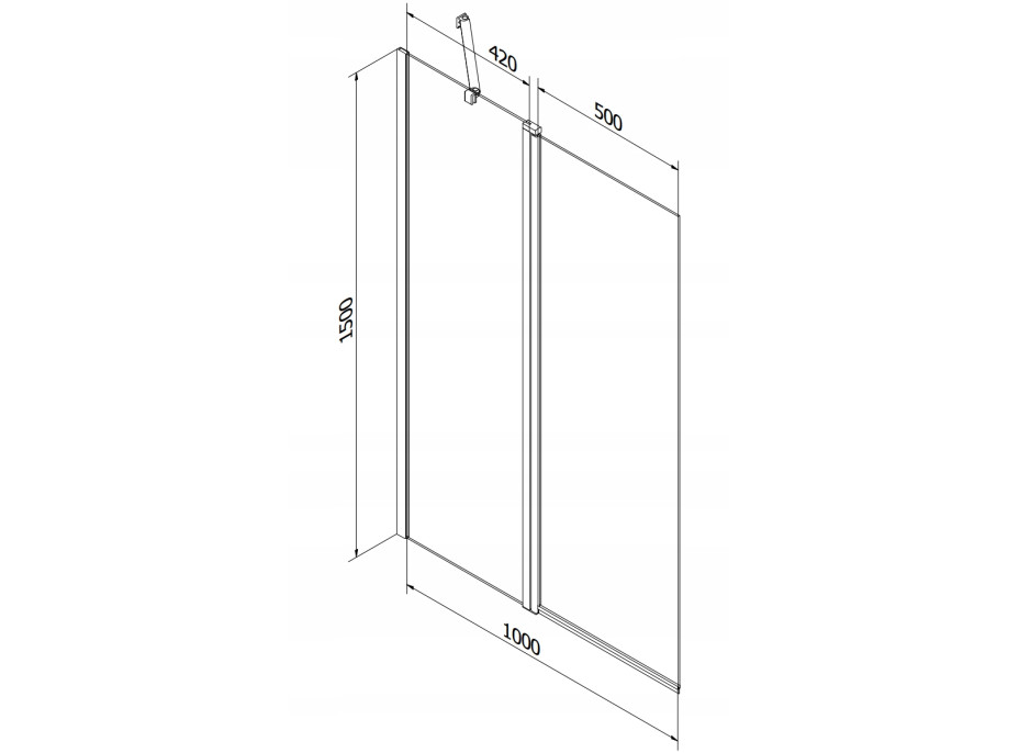 Vanová zástěna MEXEN FLIP 100x150 cm - zlatá - čiré sklo, 894-100-101-50-00