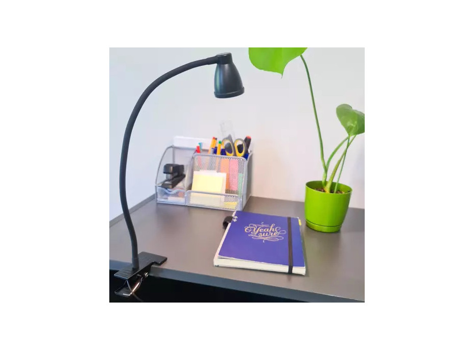 Černá stolní lampa s klipem
