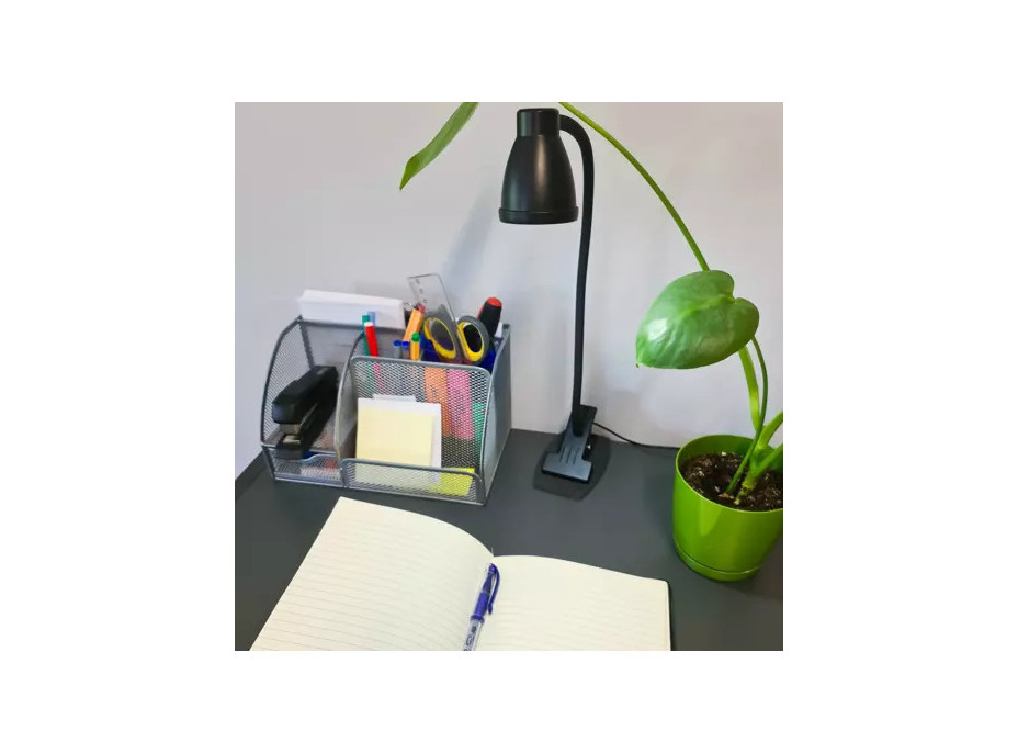 Černá stolní lampa s klipem