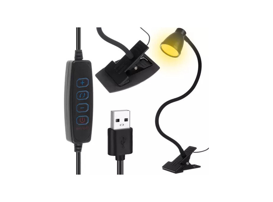 Černá stolní lampa s klipem
