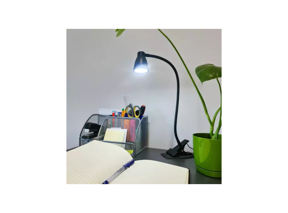 Černá stolní lampa s klipem