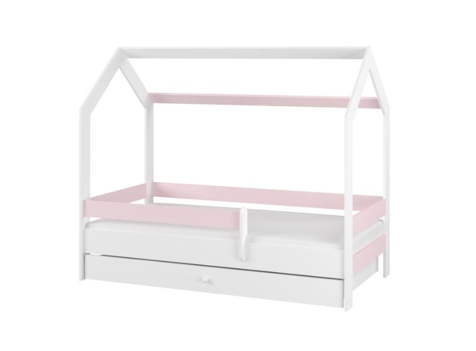 Dětská domečková postel se šuplíkem LITTLE HOUSE - růžová - 160x80 cm