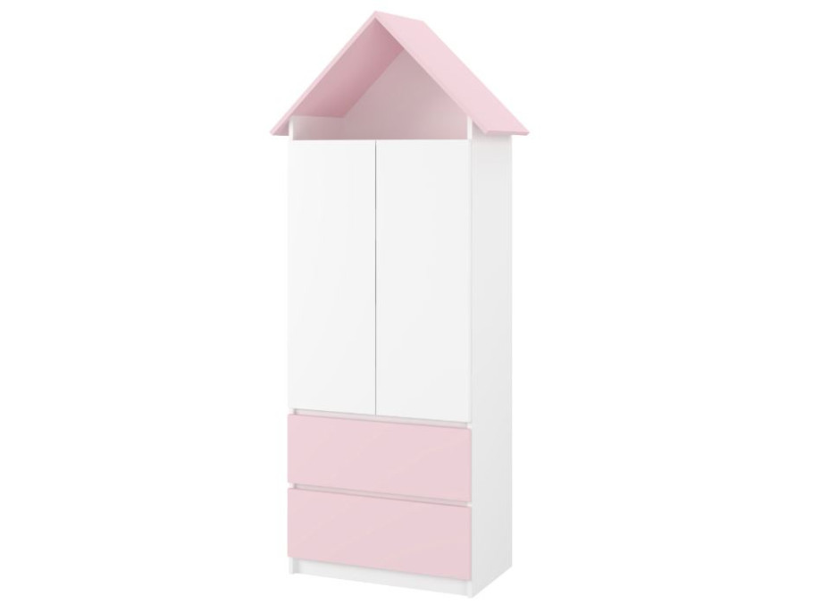 Dětská domečková šatní skříň - BEZ MOTIVU - růžová