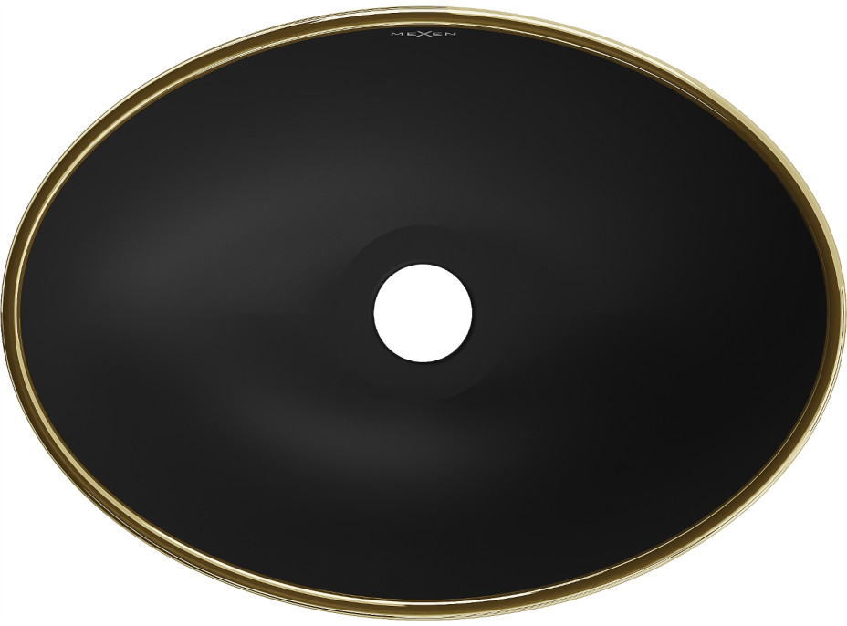 Keramické umyvadlo MEXEN ELZA - černé matné se zlatým okrajem, 21014025