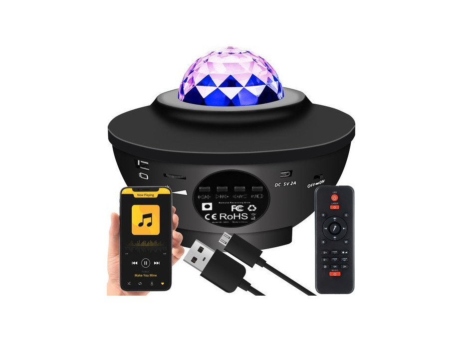 LED černý projektor - hvězdná obloha