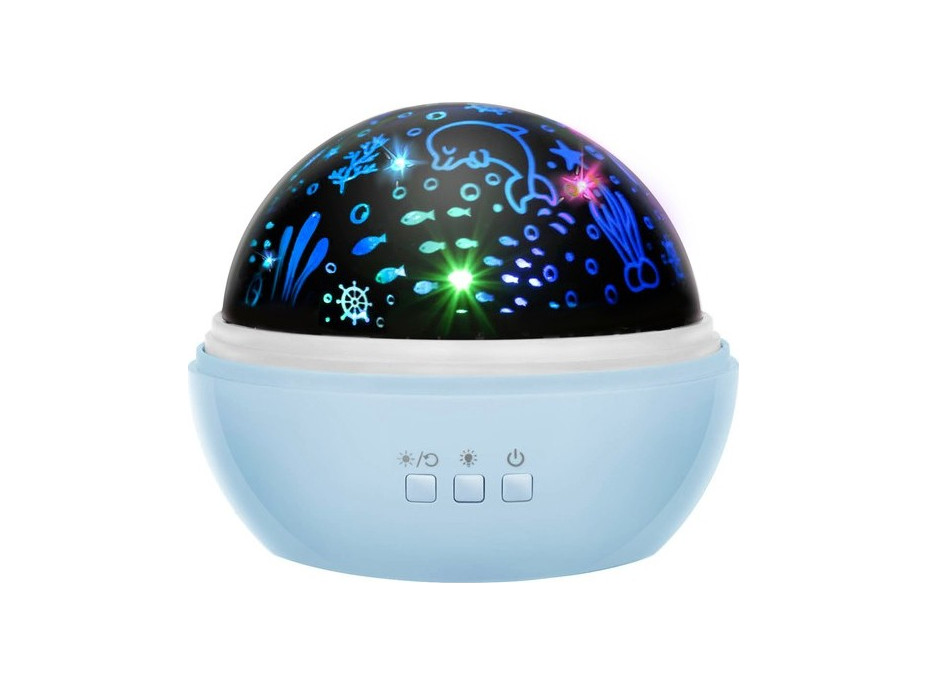 Modrá noční lampa s projektorem