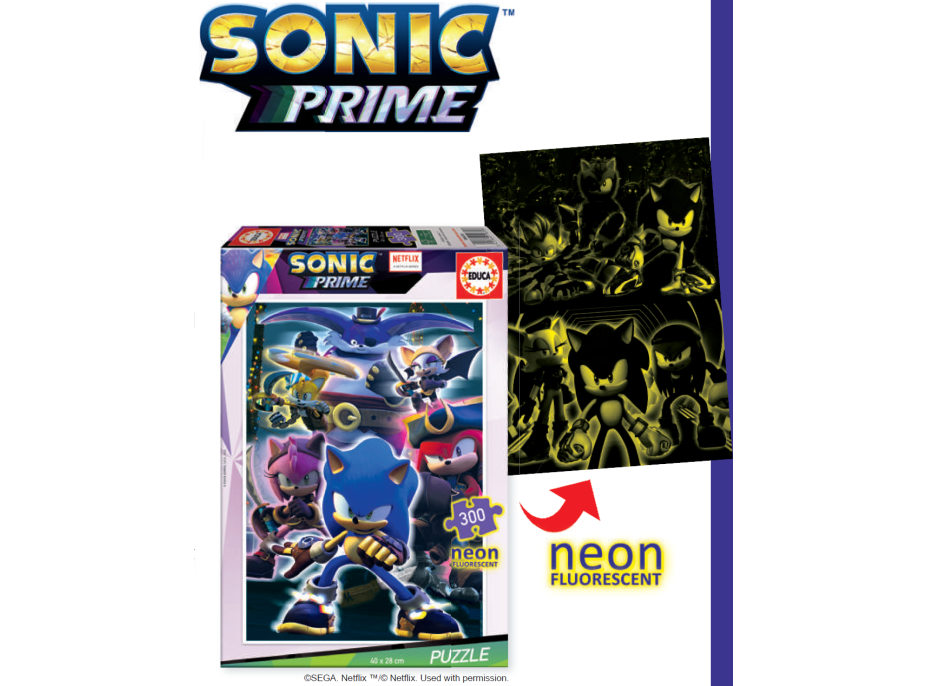 EDUCA Svítící puzzle Sonic Prime 300 dílků