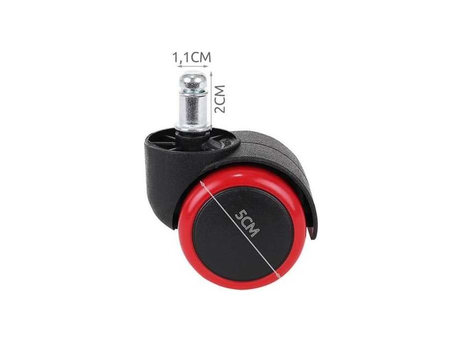 Kolečka kancelářské židle - 5 ks - červená