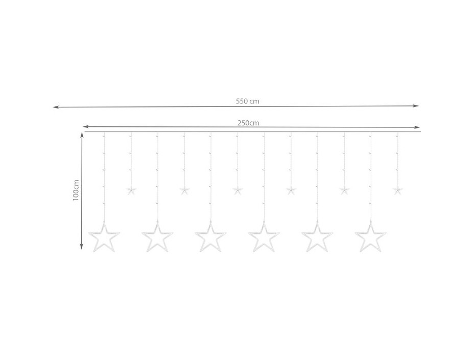 Světelný závěs Hvězdy - 138 LED - teplá bílá