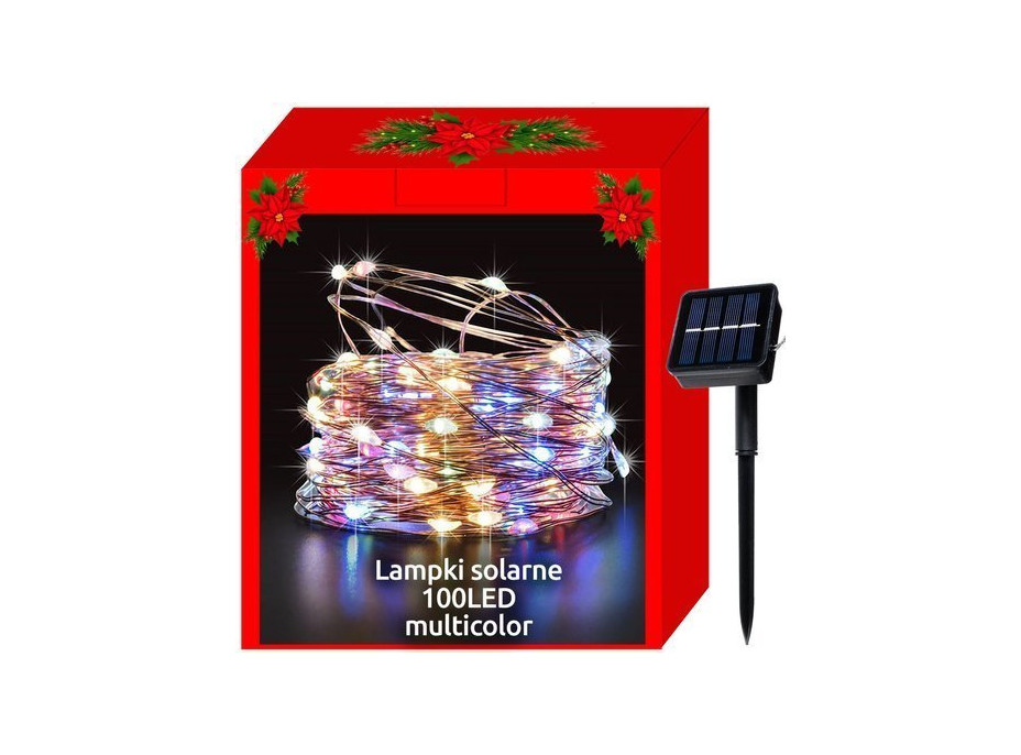 Solární vánoční osvětlení - 100 LED - vícebarevné