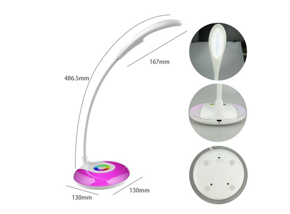 Stolní lampička DROP s podsvícením RGB - bílá