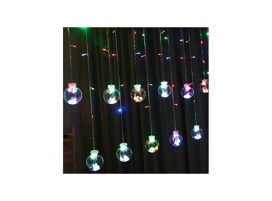 Světelný závěs s dálkovým ovladačem Baňky 108 LED USB - vícebarevný