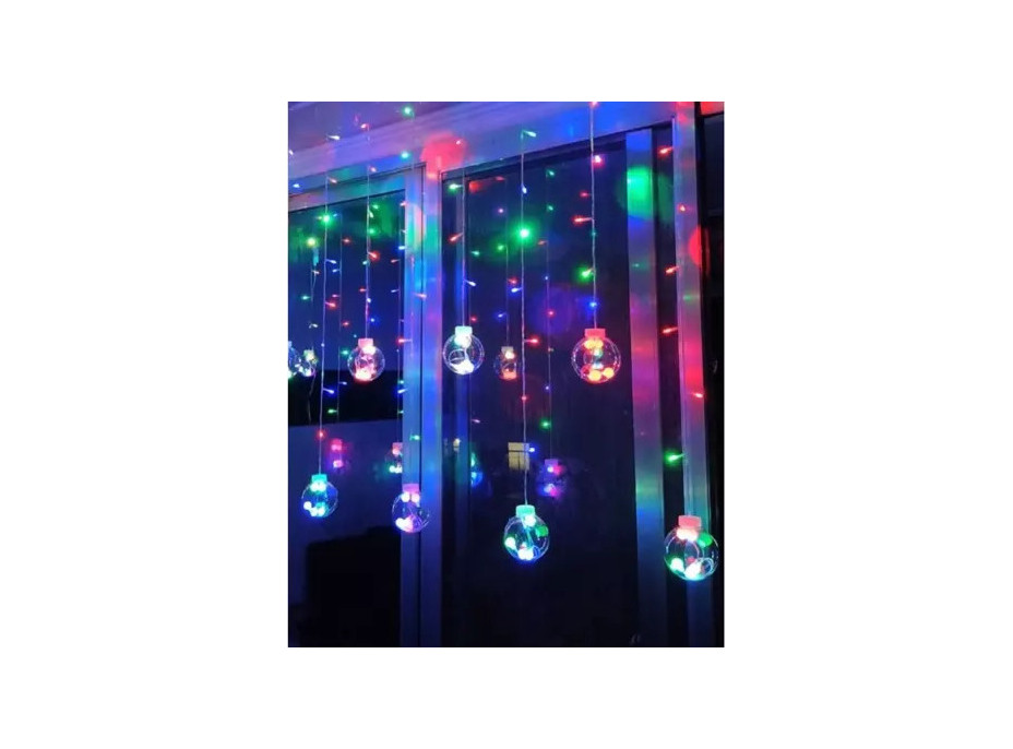 Světelný závěs s dálkovým ovladačem Baňky 108 LED USB - vícebarevný