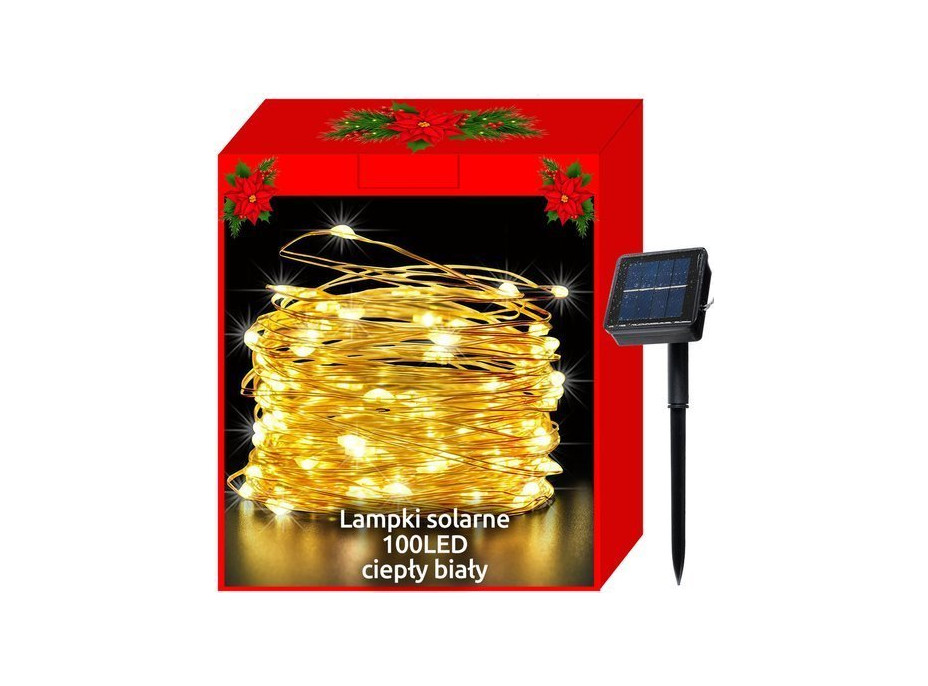 Solární vánoční osvětlení - 100 LED - bílé