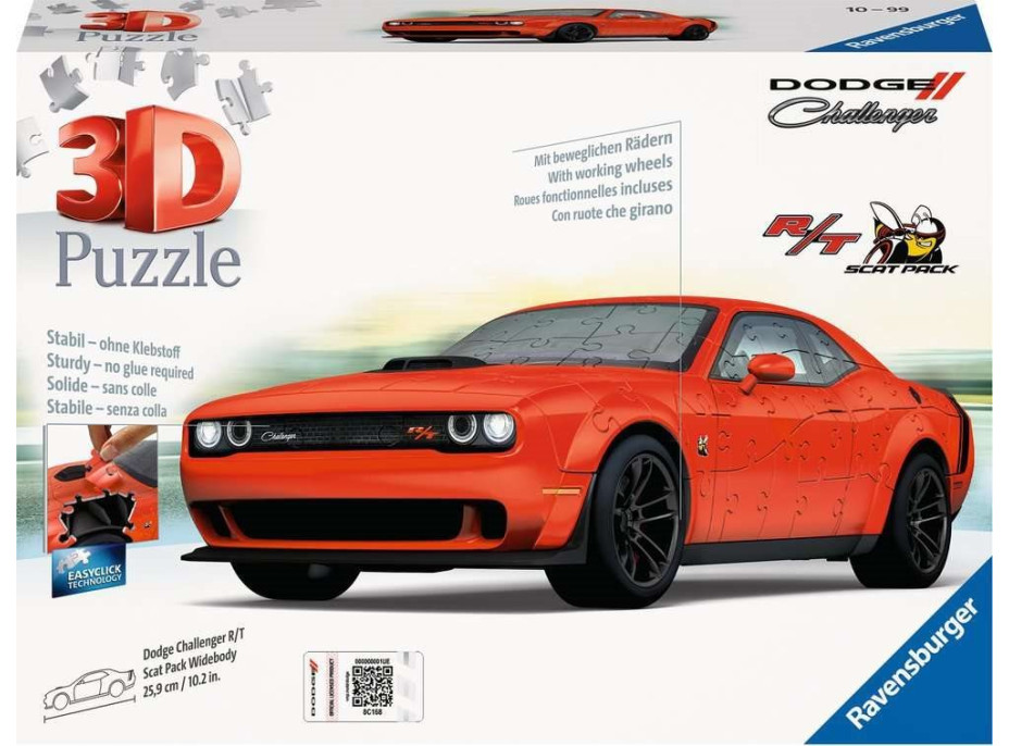 RAVENSBURGER 3D puzzle Dodge Challenger R,T Scat Pack Widebody 145 dílků