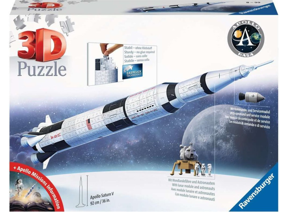 RAVENSBURGER 3D puzzle Vesmírná raketa Saturn V 504 dílků