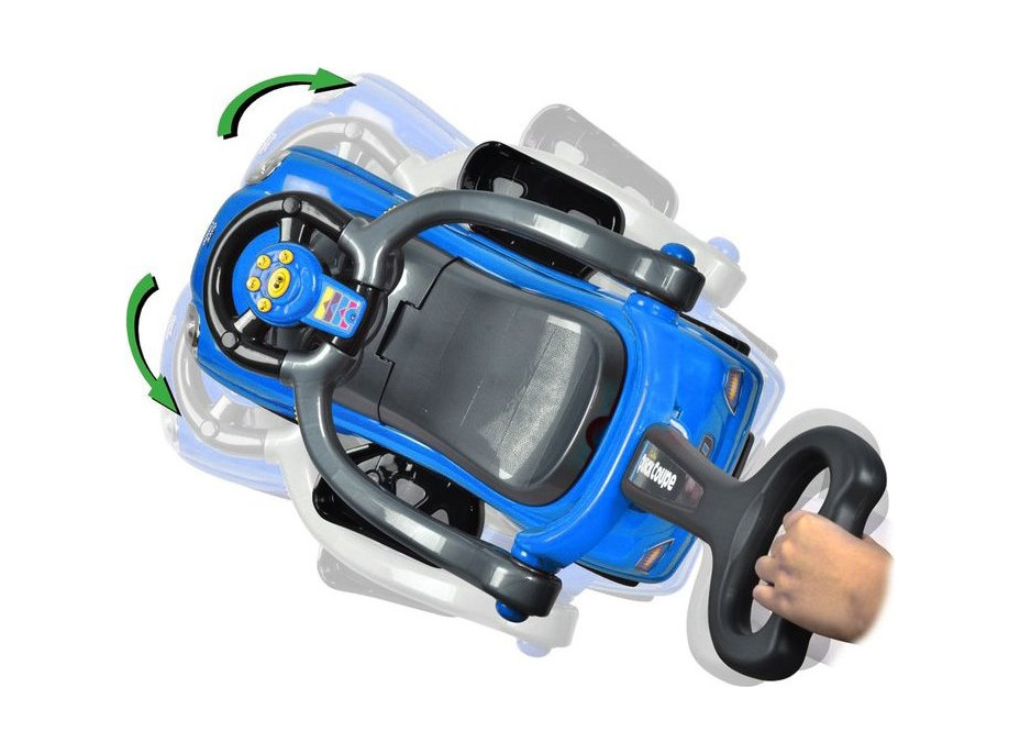 ECOTOYS Odrážedlo se zvuky a vodící tyčí Auto modré
