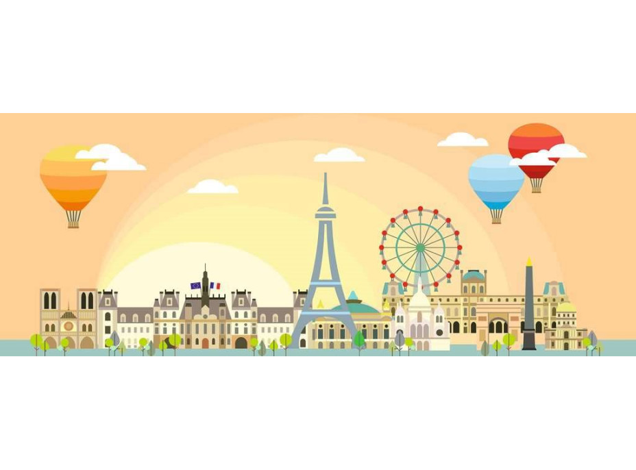 RAVENSBURGER Panoramatické puzzle Den v Paříži 1000 dílků