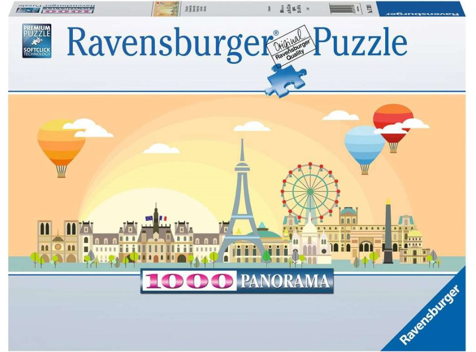 RAVENSBURGER Panoramatické puzzle Den v Paříži 1000 dílků